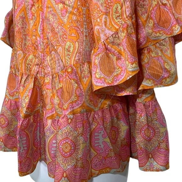 Calypso St Barth Espazi Silk Ruffle Top Sz XS - Picture 10 of 10